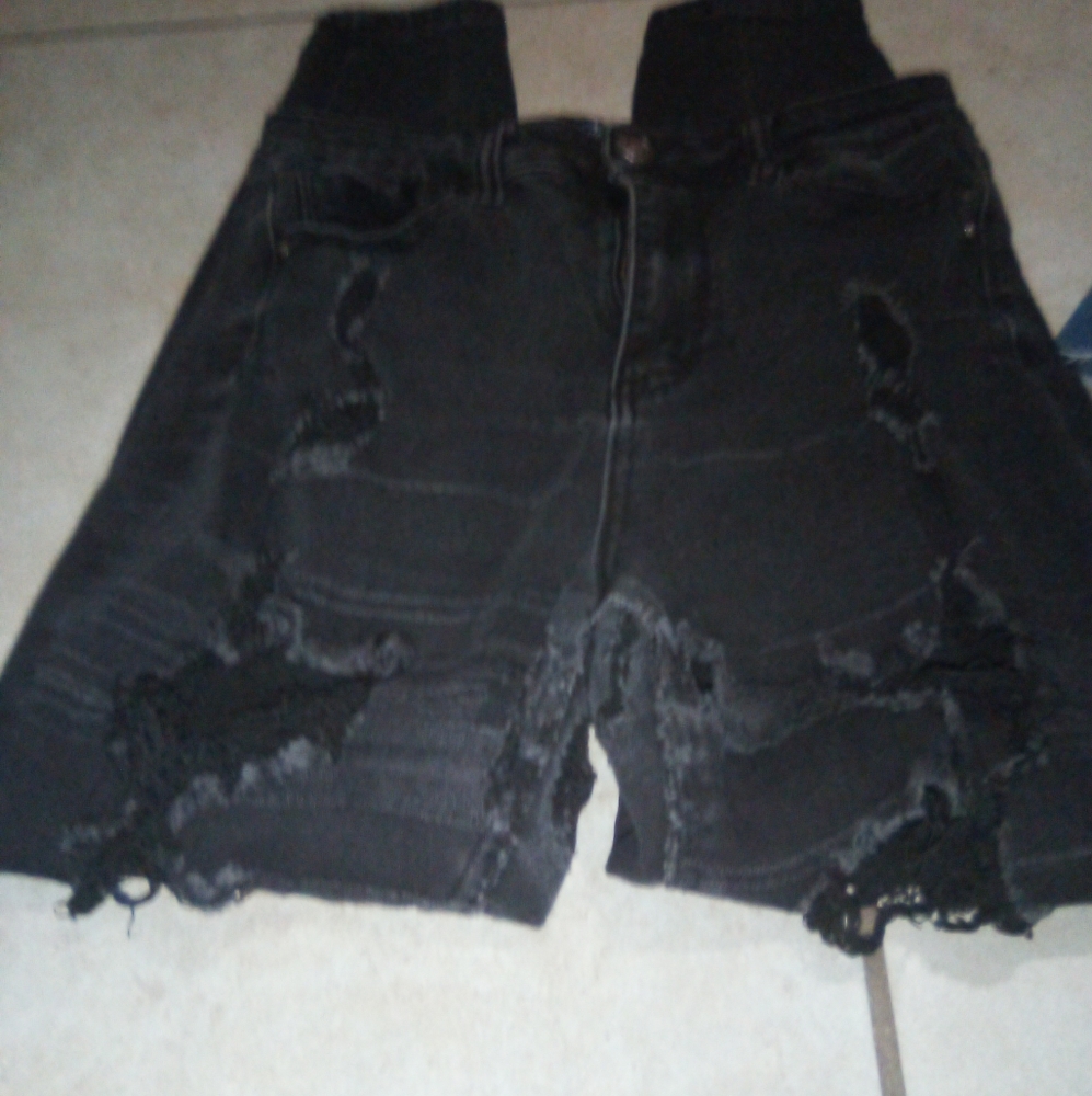 Distressed Black Wax Jeans  Size 9/29